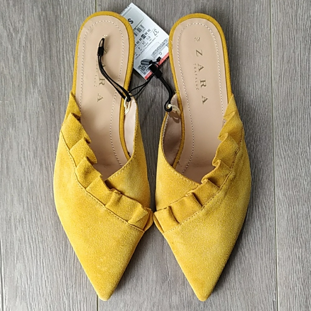 Zara Yellow Mules with Frill